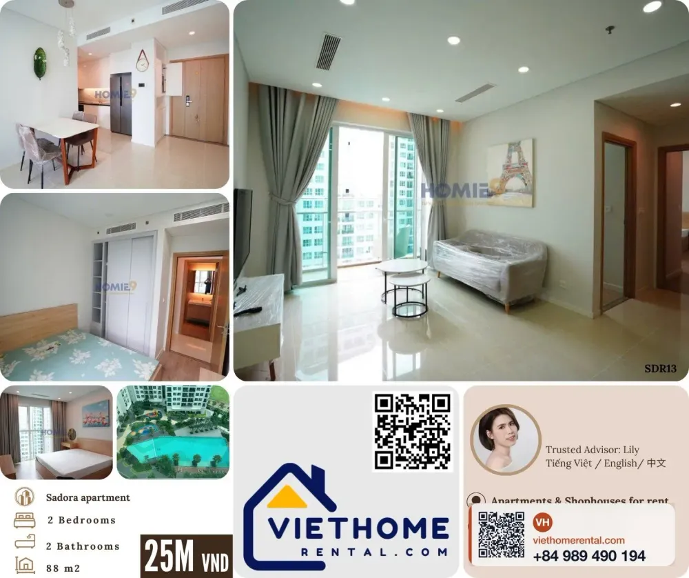 For Rent 2BR Apartment at Sadora Sala Thu Thiem, Fully Furnished - Photo 1