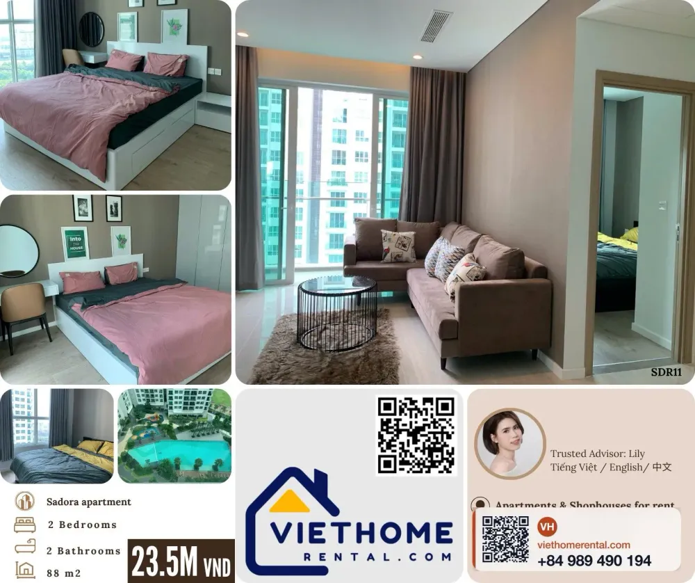 2-Bedroom Apartment for Rent at Sadora Thu Thiem Q2 - Block B VND 23.5M/Month - Photo 1