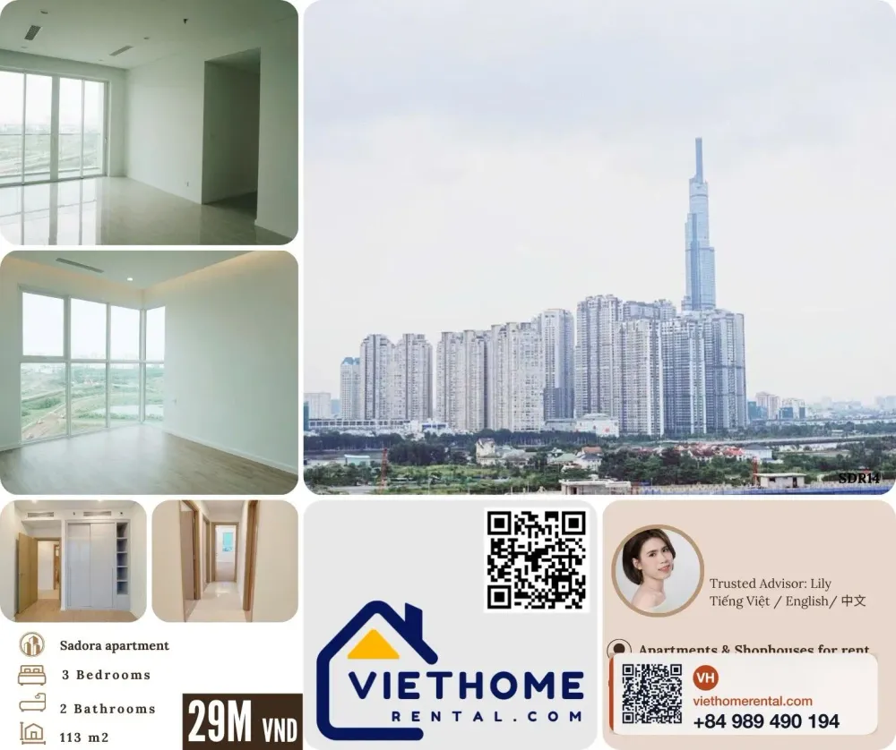 3-Bedroom Apartment for Rent at Sadora Thu Thiem - Block C - 29 Million VND/Month - Photo 1
