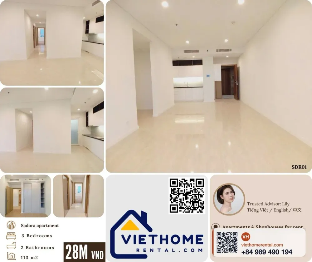 Rent 3-Bedroom Apartment Sadora Thu Thiem Block C, Premium Furnished - 29M VND/Month - Photo 1