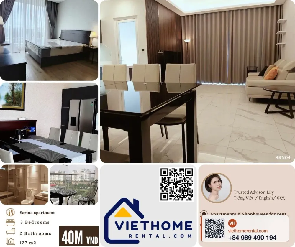 Luxury 3-Bedroom Apartment for Rent at Sarina Thu Thiem Q2 - Fully Furnished - 40 Million VND/Month - Photo 1