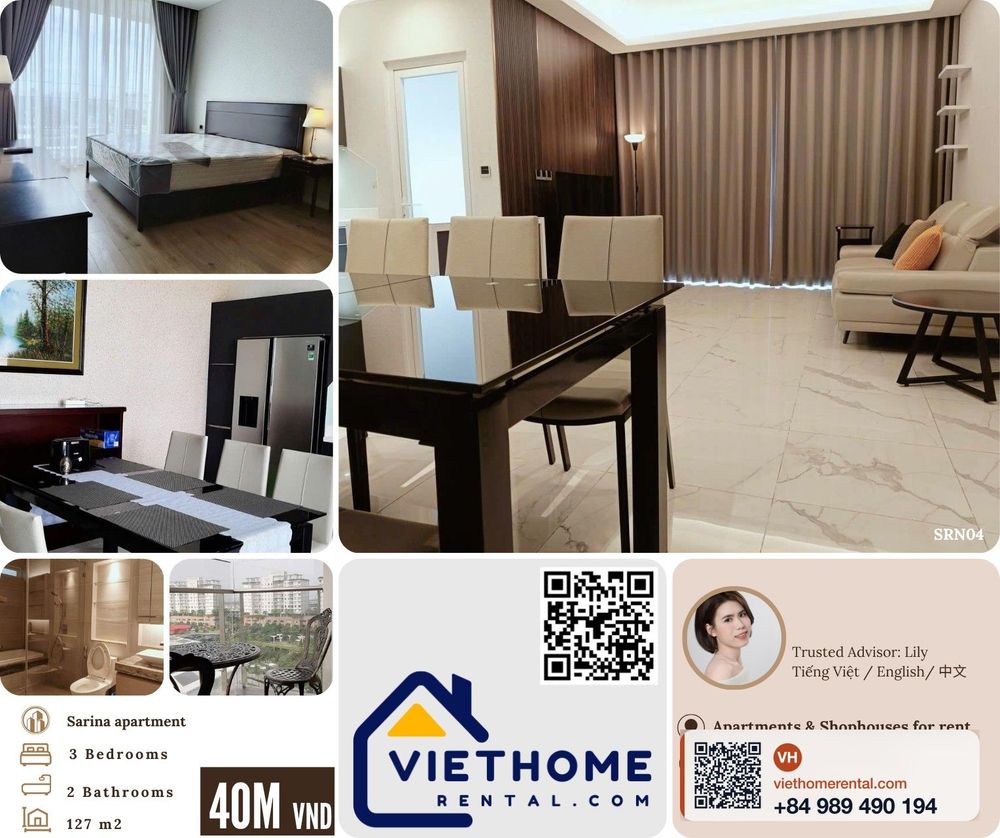 Luxury 3-Bedroom Apartment for Rent at Sarina Thu Thiem Q2 - Fully Furnished - 40 Million VND/Month - Photo 1