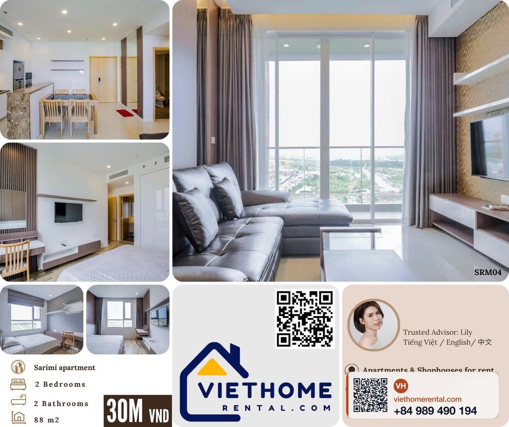 Modern 2-Bedroom Apartment at Sarimi Thu Thiem District 2 - Fully Furnished, 88m2, 30 Million VND - Photo 1