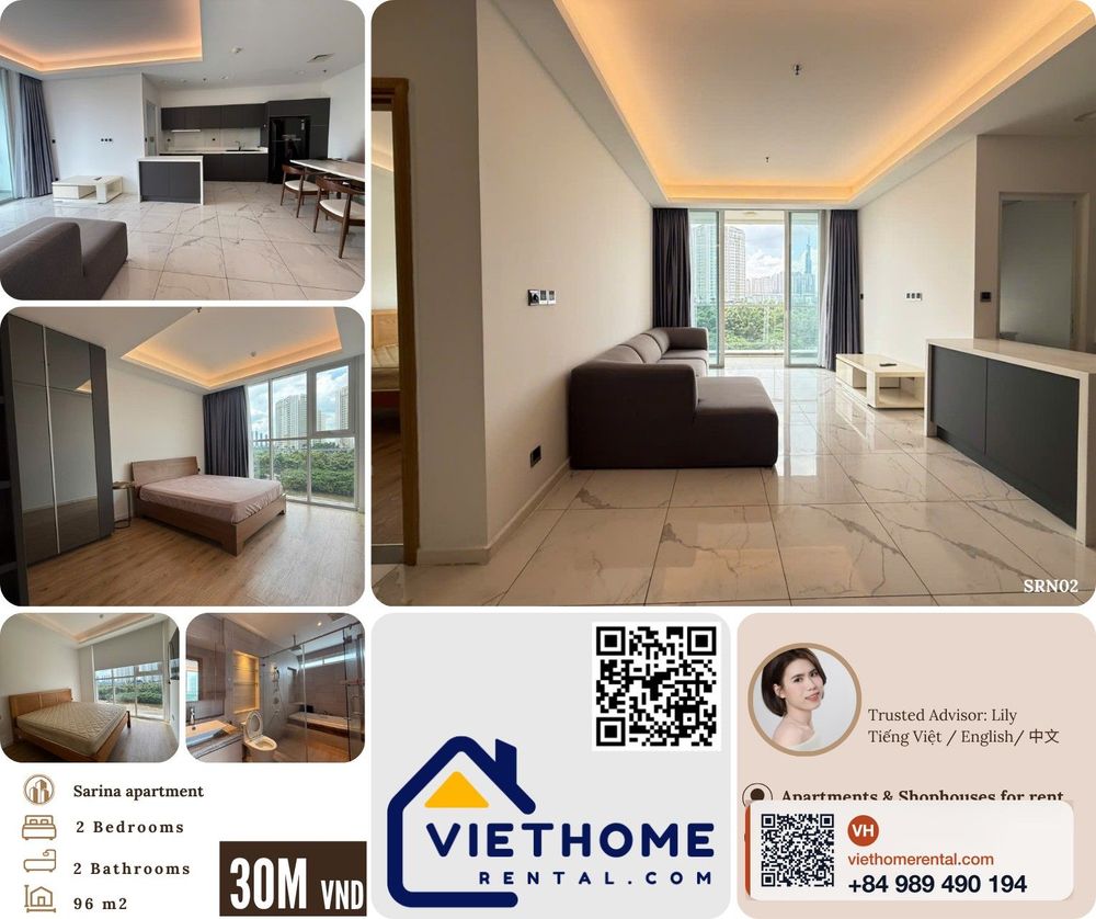 Sarina Apartment for Rent - 2 Bedroom, 96m² Fully Furnished in Thu Thiem, District 2 - Photo 1