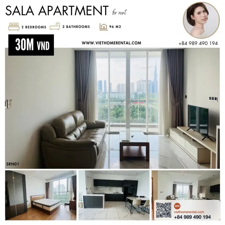 For Rent: 2-Bedroom Apartment 96m2 Fully Furnished at Sarina Thu Thiem District 2 - 30 Million VND/Month - Photo 2