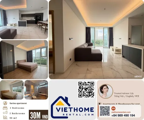 Sarina Apartment for Rent - 2 Bedroom, 96m² Fully Furnished in Thu Thiem, District 2
